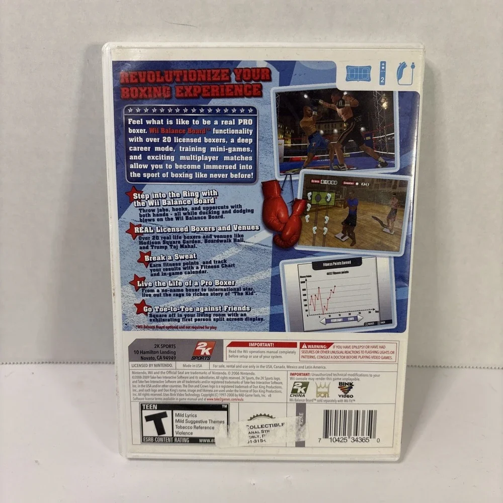 Don King Boxing Nintendo Wii 2K Sports Wii Balance Board Compatible CIB